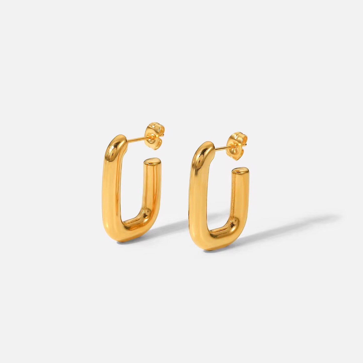 Bold U-Shaped Gold Hoop Earrings