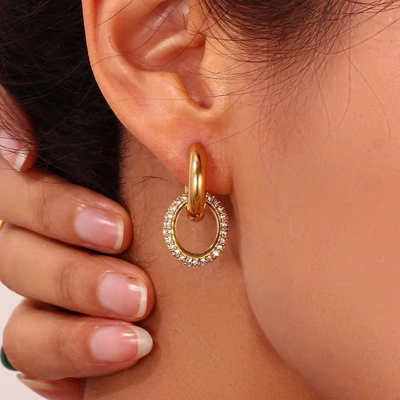 Micro Paved Zircon Crystal Hoop Earrings