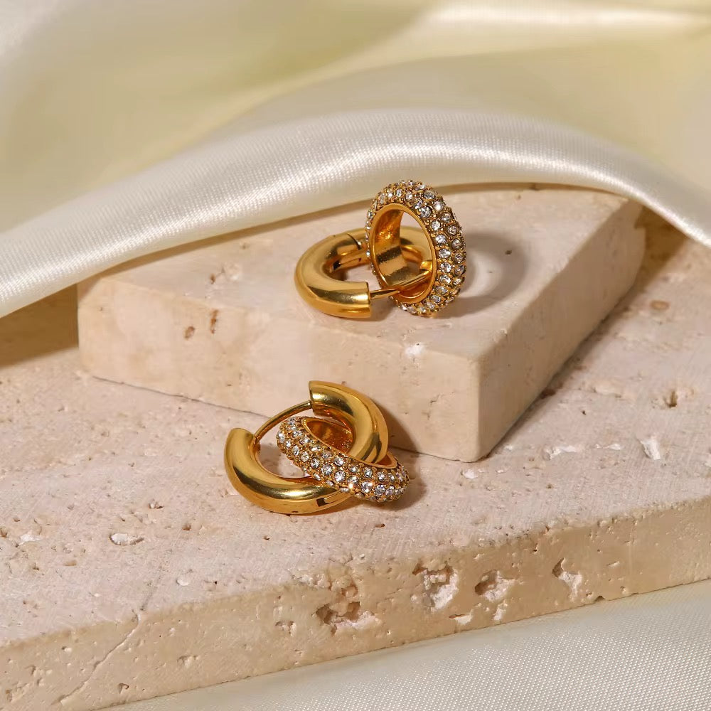 Micro Paved Zircon Crystal Hoop Earrings