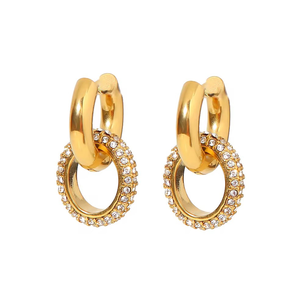 Micro Paved Zircon Crystal Hoop Earrings