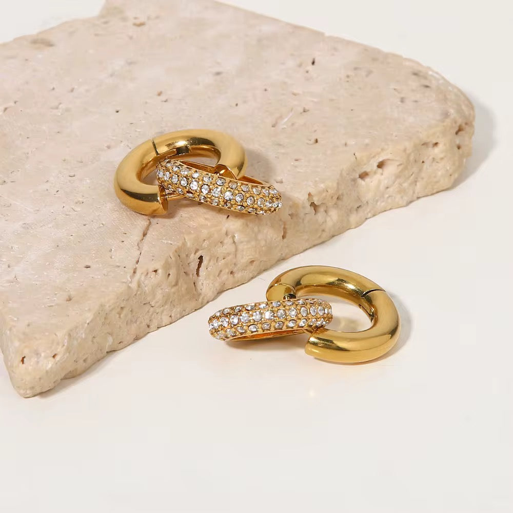 Micro Paved Zircon Crystal Hoop Earrings