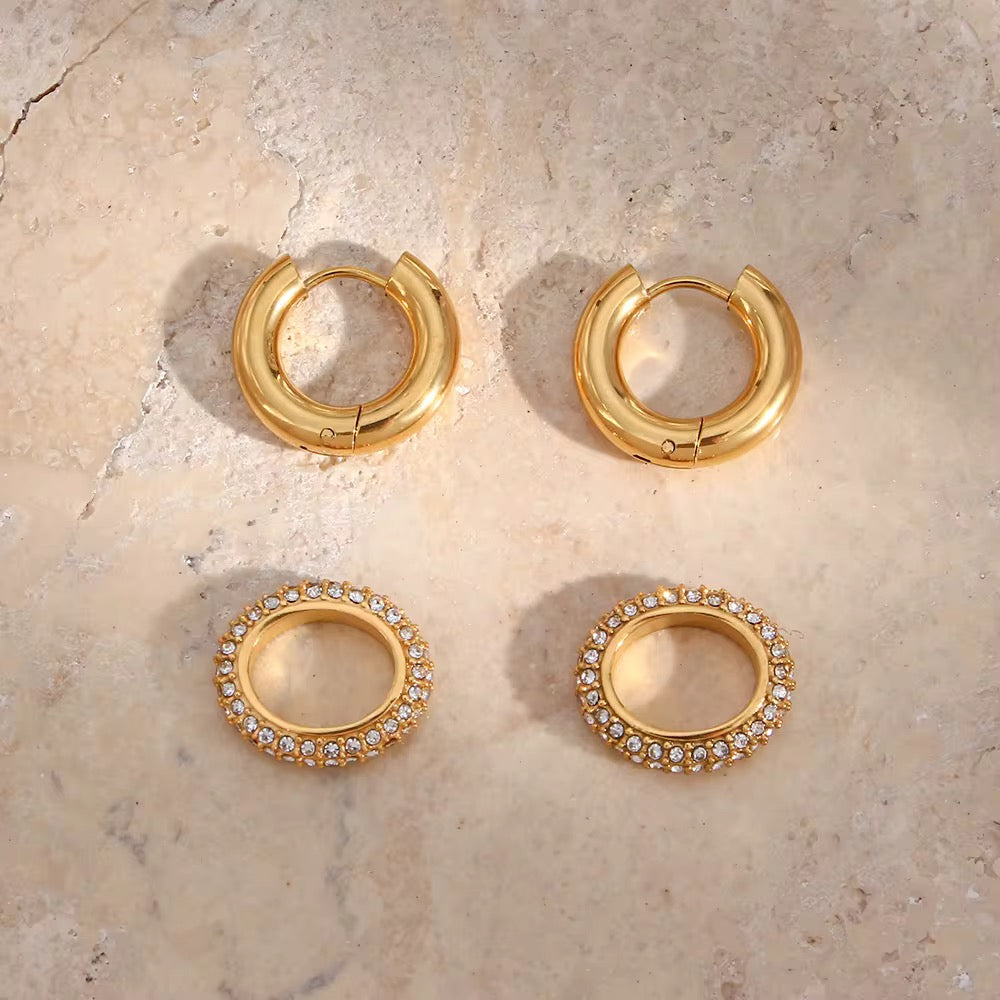 Micro Paved Zircon Crystal Hoop Earrings
