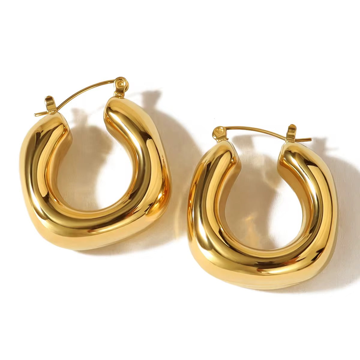 Elegant Thick U-Shape Hoop Earrings