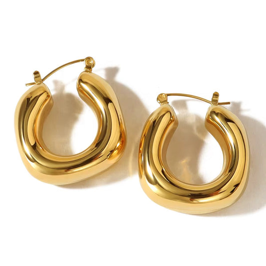 Elegant Thick U-Shape Hoop Earrings