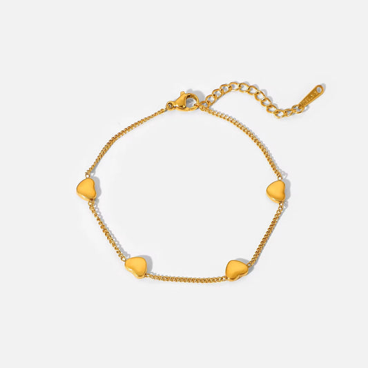 Gold Heart Charm Bracelet