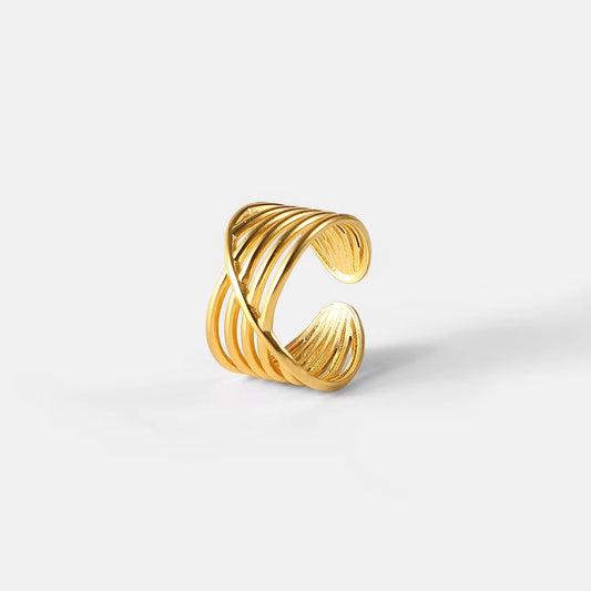 Gold Crossover Spiral Ring