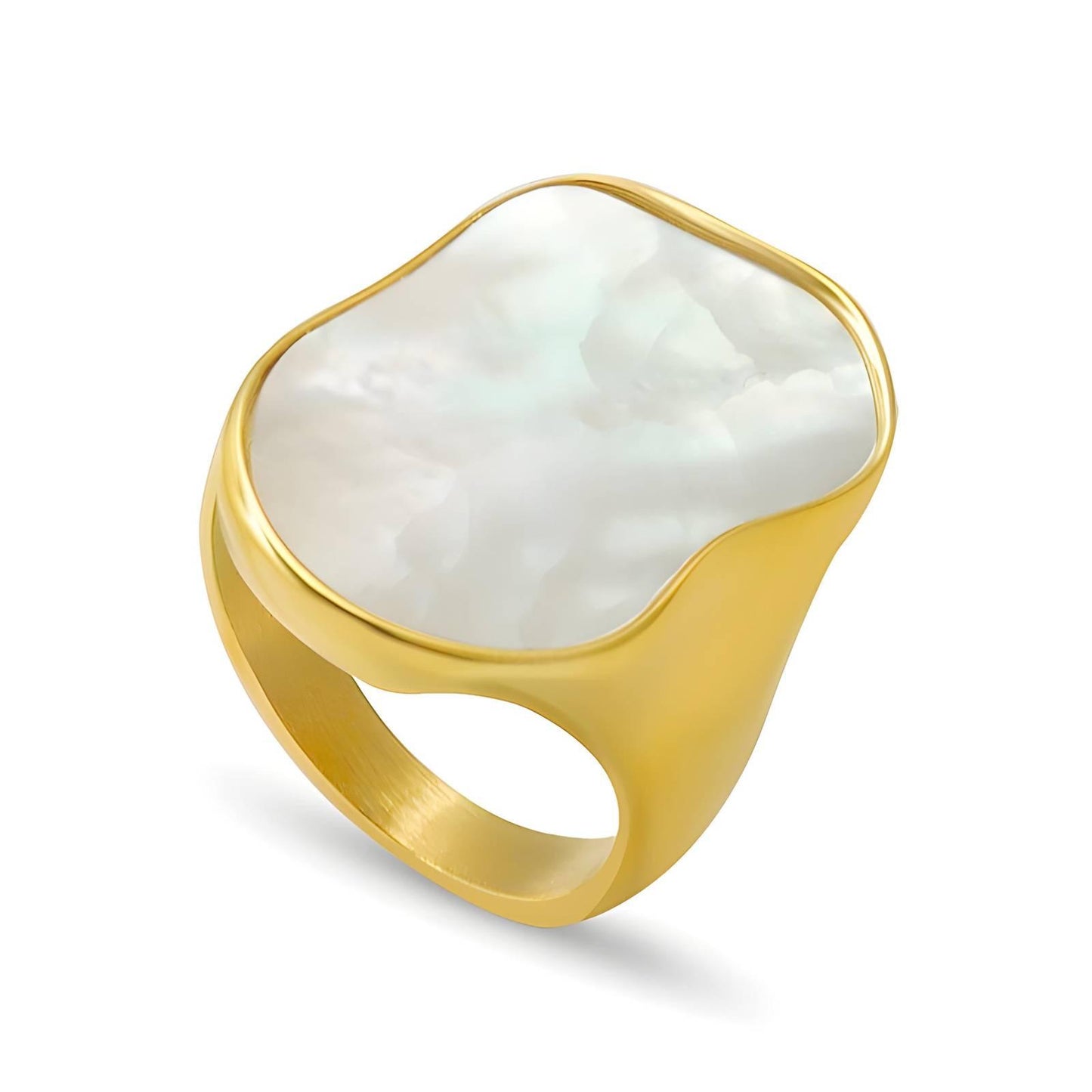 Mother of Pearl Statement Gold Ring