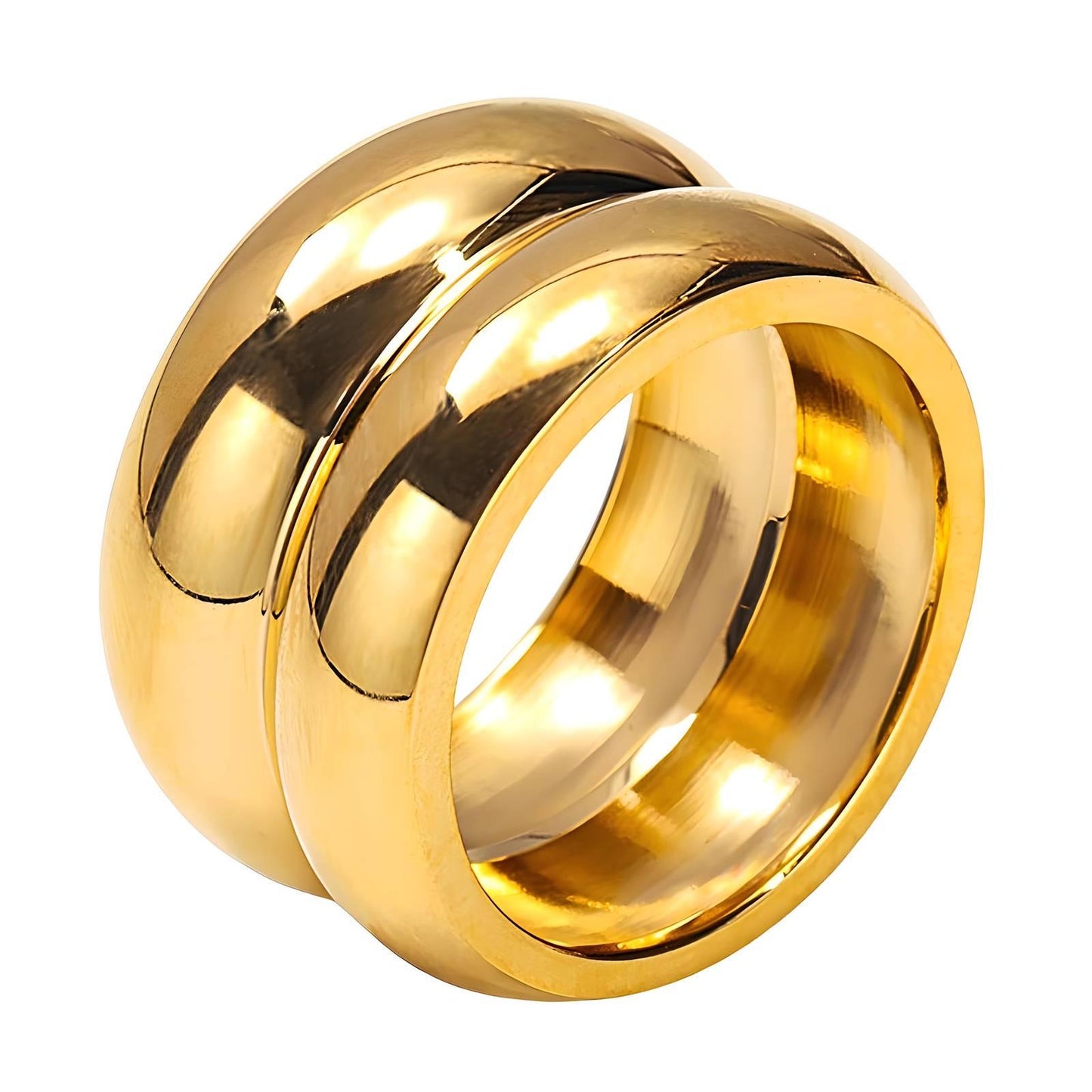 Bold Double Band Gold Ring