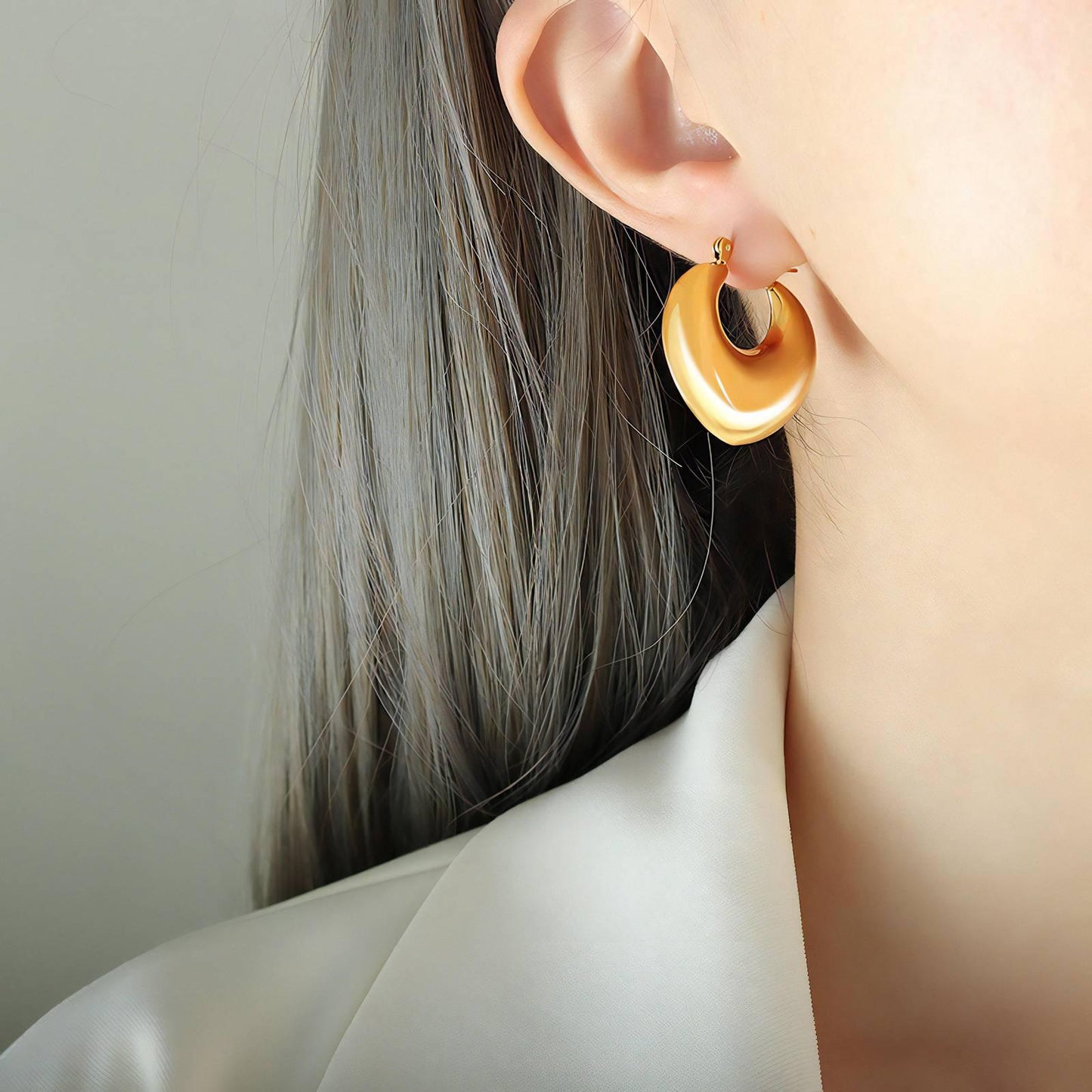 Golden Crescent Hoop Earrings