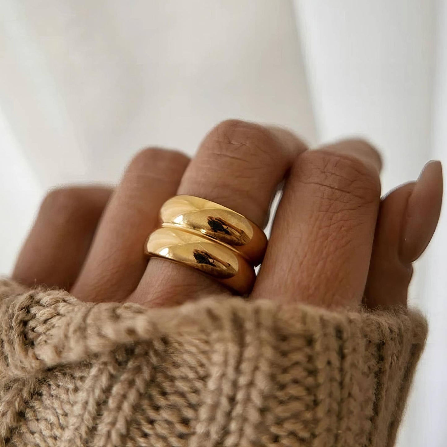 Bold Double Band Gold Ring