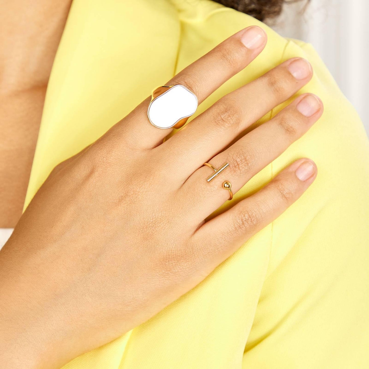 Mother of Pearl Statement Gold Ring